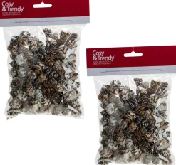 Cosyu0026Trendy 2X Zakjes Met 100 Gram Decoratie Dennenappels Met Sneeuw - Kerststukje/Herfststukje Versiering - Dennenappeltzakjes Best