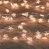 Anna's Collection Kerstlichtsnoeren^3X Zilveren Sterren Kerstverlichting Met Timer Warm Wit 1 Meter - Sfeerverlichting - Kerstversiering Voor Binnen Gebruik