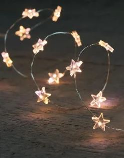 Anna's Collection Kerstlichtsnoeren^Zilverdraad Draadverlichting Sterren Met Timer Warm Wit 1 Meter - Sfeerverlichting Voor Binnen Gebruik