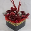 ZoeZo Design - Kerststuk - Kerststukje - Alternatieve Kerstversiering - Kerstdecoratie - Hart - Tafelstuk - Zwart - Rood Hot