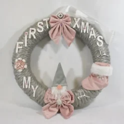 ZoeZo Design - Krans - Geboorte Krans - Eerste Kerst - First Christmas - Babykrans - Kraamvisite - Kraambezoek - Kabouter - Kerst - Hangkrans - O 35 Cm Best