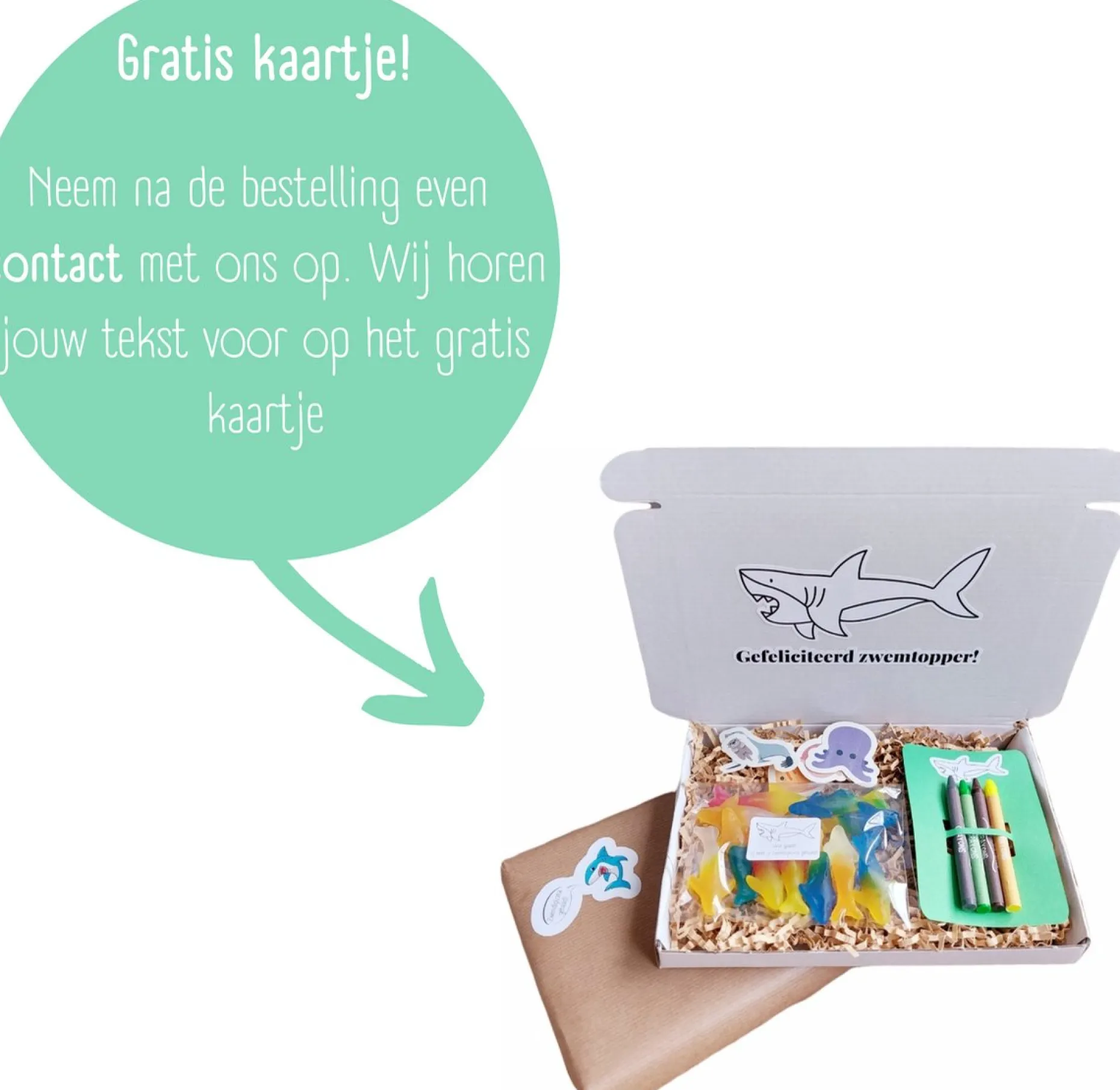 Merkloos Kerstpakketten^Zwemdiploma Gehaald Cadeau | Afzwemmen Geslaagd Kaartje Cadeautje | Brievenbuscadeau